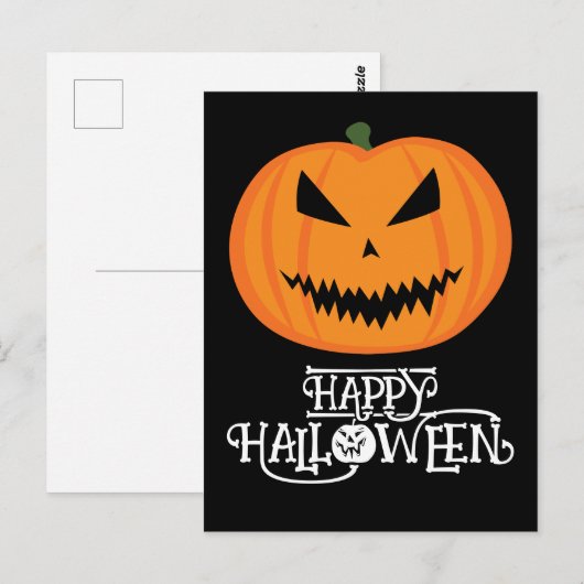 Prettig Halloween Cool engstige Jack O'Lantern pom Briefkaart (Voorkant / Achterkant)