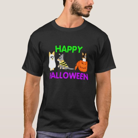 Prettig Halloween Corgis T-shirt (Voorkant)