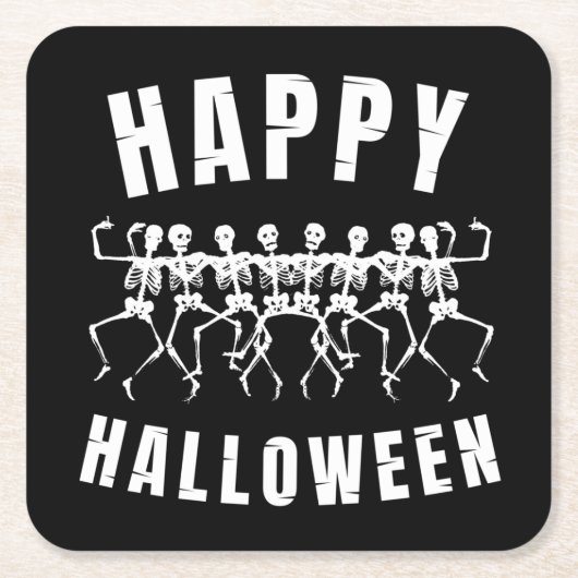 PRETTIG HALLOWEEN DANSEDERDE POPPEN KARTONNEN ONDERZETTERS (Voorkant)