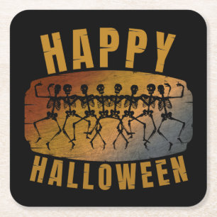 PRETTIG HALLOWEEN DANSEND SKELET KARTONNEN ONDERZETTERS