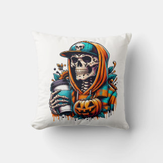 Prettig Halloween - Dansend Skelet Worp Kussen