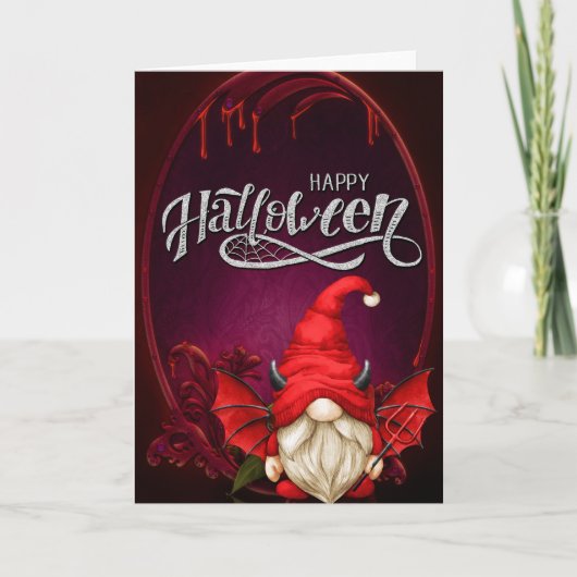 Prettig Halloween Duivel Kabouter Kaart (Voorkant)