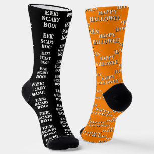 Prettig Halloween Eek Schrik Barst Oranje Zwart Sokken