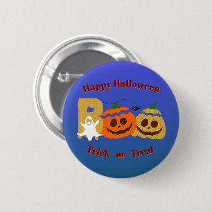 Prettig Halloween en griezelige pompoen: snoep of Ronde Button 5,7 Cm
