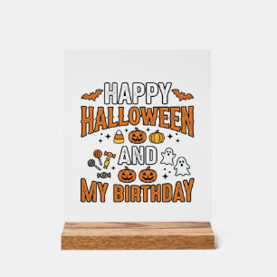 Prettig Halloween en mijn verjaardag Vintage ontwe Acryl Bord