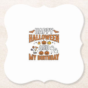 Prettig Halloween en mijn verjaardag Vintage ontwe Kartonnen Onderzetters