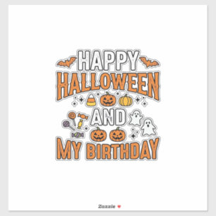 Prettig Halloween en mijn verjaardag Vintage ontwe Sticker