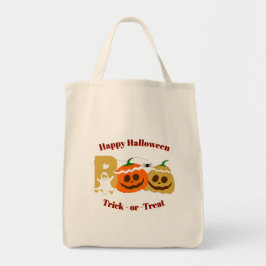 Prettig Halloween enge pompoen snoep of een poets Tote Bag