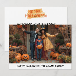 Prettig Halloween familie foto kaart, Halloween
