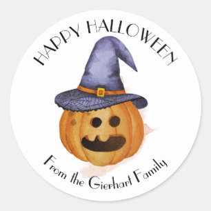 Prettig Halloween Familie Pompoen Feest Ronde Sticker