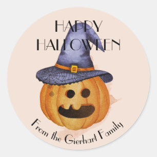 Prettig Halloween Familie Pompoen Herfst Feest Ronde Sticker