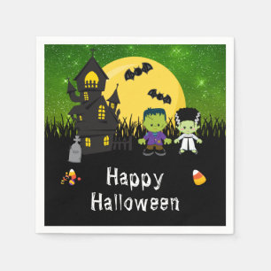 Prettig Halloween-feest Monsters Groen Servet