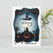 Prettig Halloween Feest "Snoep of een grap" Magisc Feestdagenkaart (Staand voorkant)