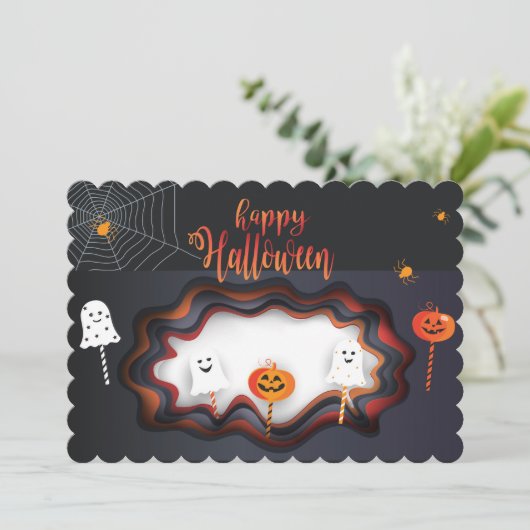 Prettig Halloween Feest "Snoep of een grap" Magisc Kaart (Staand voorkant)