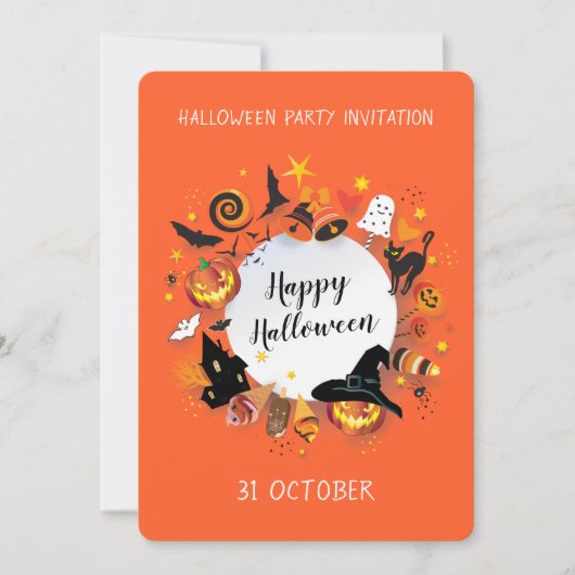 Prettig Halloween-feestje Trendy ontwerp Feestdagenkaart (Voorkant)