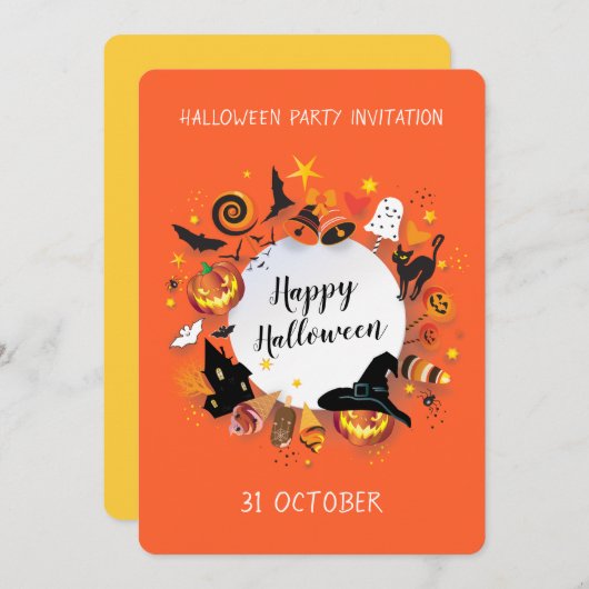 Prettig Halloween-feestje Trendy ontwerp Feestdagenkaart (Voorkant / Achterkant)
