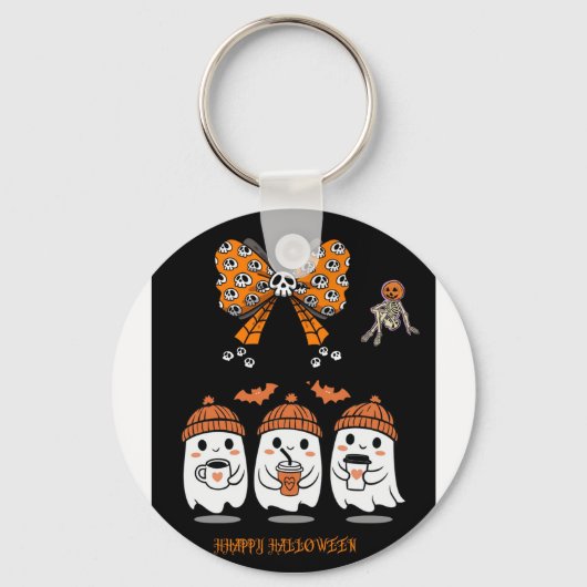 Prettig Halloween - fijne spooky koffie Sleutelhanger (Voorkant)