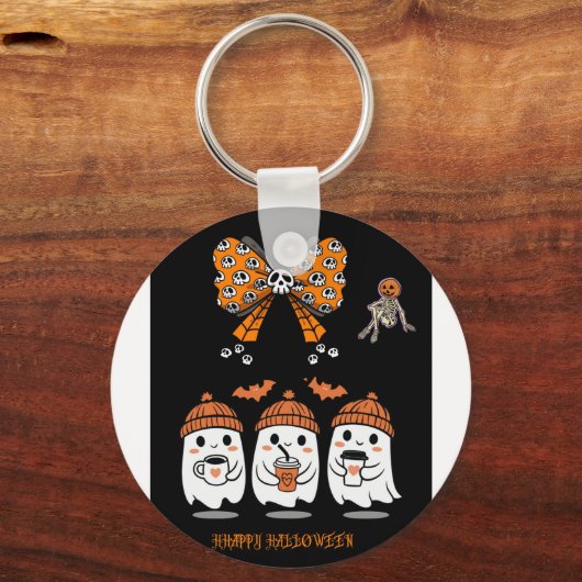 Prettig Halloween - fijne spooky koffie Sleutelhanger (Voorkant)