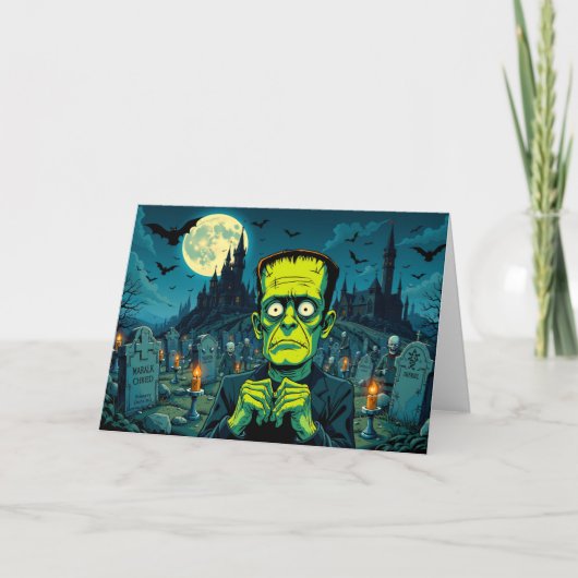 Prettig Halloween Frankenstein  Feestdagen Kaart (Voorkant)