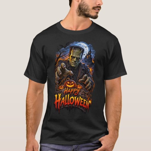 Prettig Halloween Frankenstein Monster T-shirt (Voorkant)