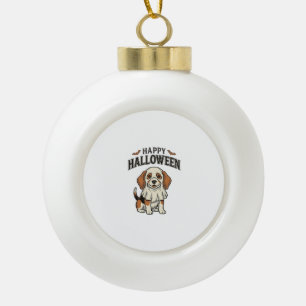 Prettig Halloween Geest Hond Vintage Gravure Shirt Keramische Bal Ornament