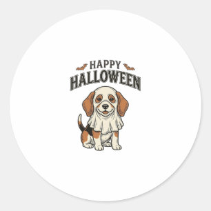Prettig Halloween Geest Hond Vintage Gravure Shirt Ronde Sticker