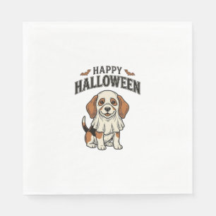 Prettig Halloween Geest Hond Vintage Gravure Shirt Servet