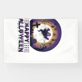 Prettig Halloween Geest Vleermuizen Spinnen_1 Spandoek (Horizontaal)