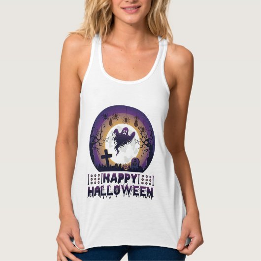 Prettig Halloween Geest Vleermuizen Spinnen_1 Tanktop (Voorkant)