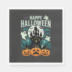 Prettig Halloween Geheime Kasteel Spoken en Pompoe Servet