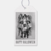 Prettig Halloween. Getergde schedel Cadeaulabel (Achterkant)