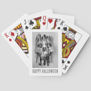 Prettig Halloween. Getergde schedel Pokerkaarten