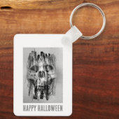Prettig Halloween. Getergde schedel Sleutelhanger (Achterkant)