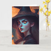 Prettig Halloween gewenst | Heks Puns Kaart (Gele Bloem)