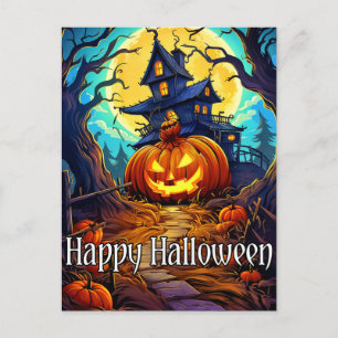 Prettig Halloween Gezellig spookhuis Briefkaart