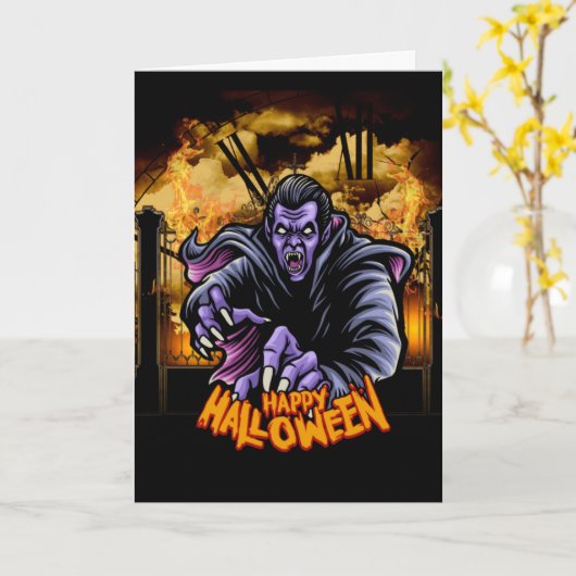 Prettig Halloween graf kaart (Gele Bloem)