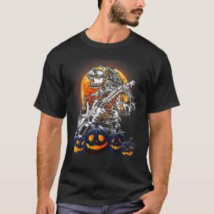 Prettig Halloween Grappig Skelet Speelt Gitaar Pom T-shirt