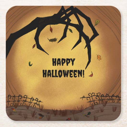 Prettig Halloween Griezeld Hand Kartonnen Onderzetters (Voorkant)