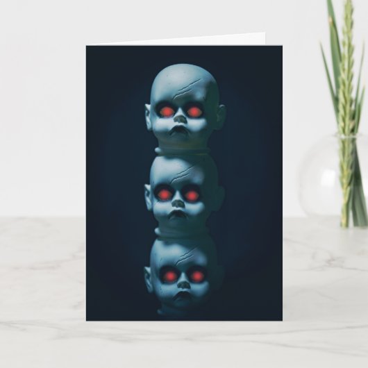 Prettig Halloween Griezeldolle Poppetjes Met Rode  Feestdagen Kaart (Voorkant)