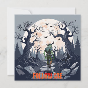 Prettig Halloween Griezelig Pad Naar Feest Kaart