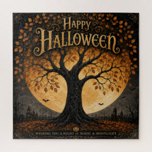 Prettig Halloween Griezelige Boom Volle Maan Gotis Legpuzzel