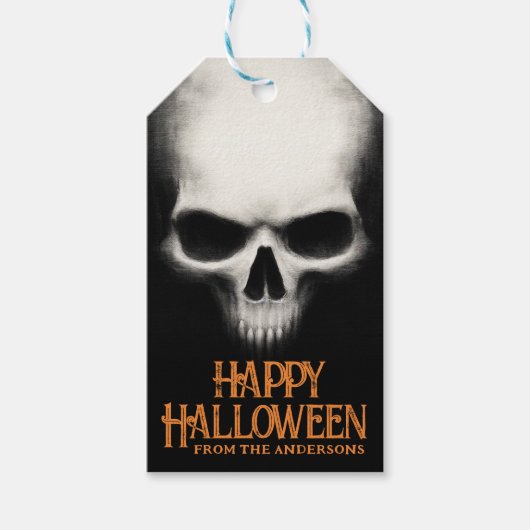 Prettig Halloween griezelige geest schedel zwart o Cadeaulabel (Voorkant)