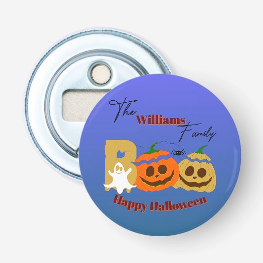Prettig Halloween Griezelige Pompoen Button Flesopener (Voorkant)