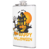 Prettig Halloween Griezelige Pompoen Geesterschouw Heupfles (Links)