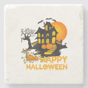 Prettig Halloween Griezelige Pompoen Geesterschouw Stenen Onderzetter