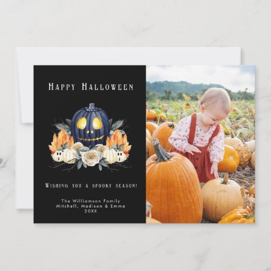 Prettig Halloween Griezelige Pompoenen Kristallen  Feestdagenkaart (Voorkant)