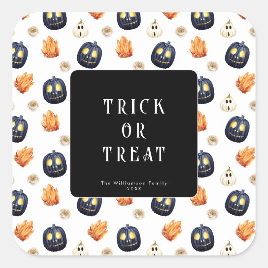 Prettig Halloween Griezelige Samhain Pompoenen Kri Vierkante Sticker (Voorkant)