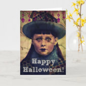 Prettig Halloween Grunge Meisje Kaart (Gele Bloem)