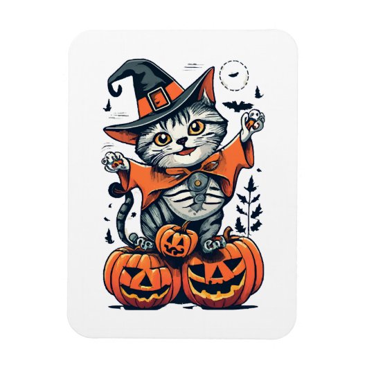 Prettig Halloween Heks Kat Magneet (Verticaal)