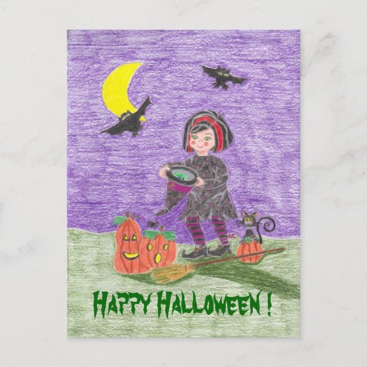 Prettig Halloween Heks Kind Kaart ! (Voorkant)